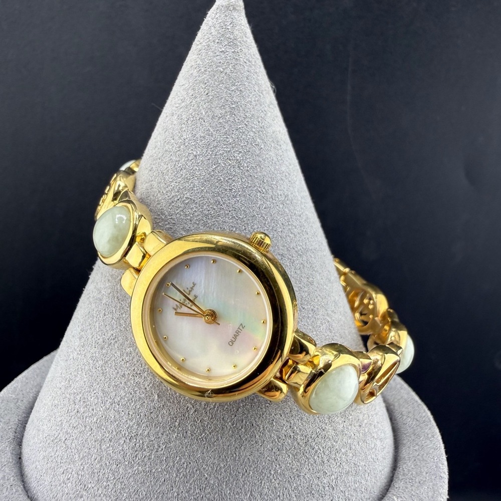 Main Line‎ Time Wristwatch Gold Tone Gemstone Asian Character 6.5"